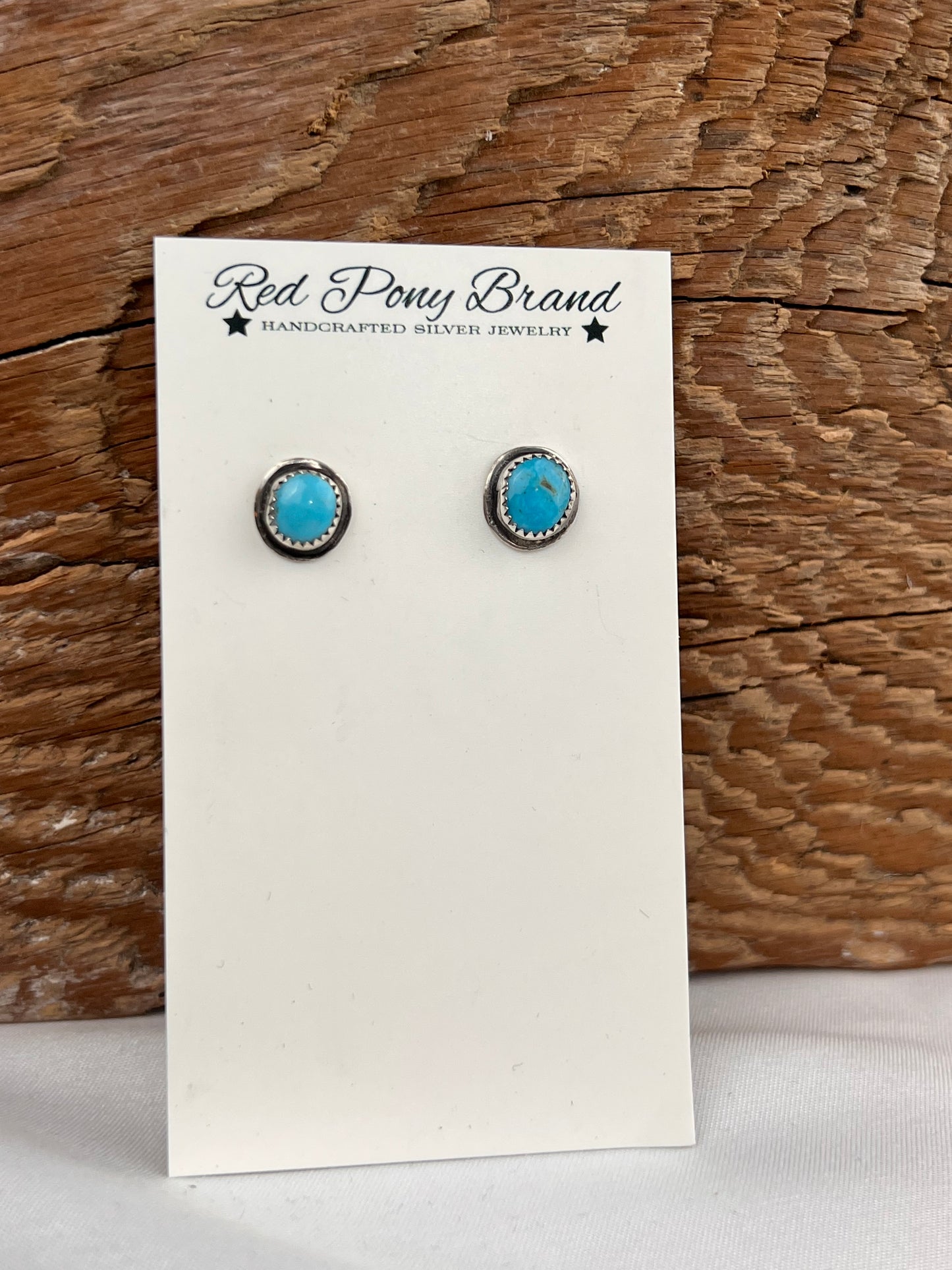 Narrow Picture frame turquoise studs - Round