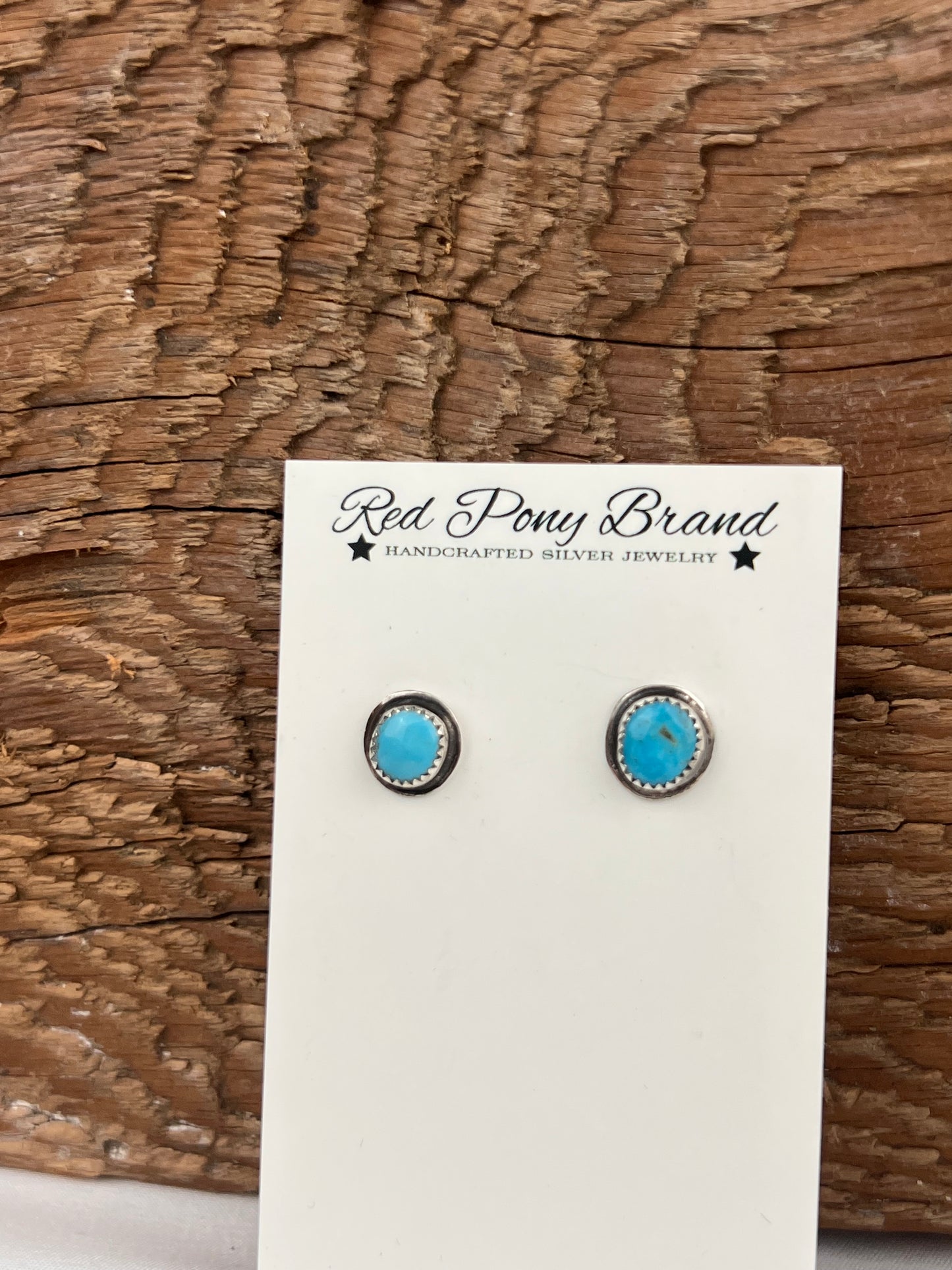 Narrow Picture frame turquoise studs - Round