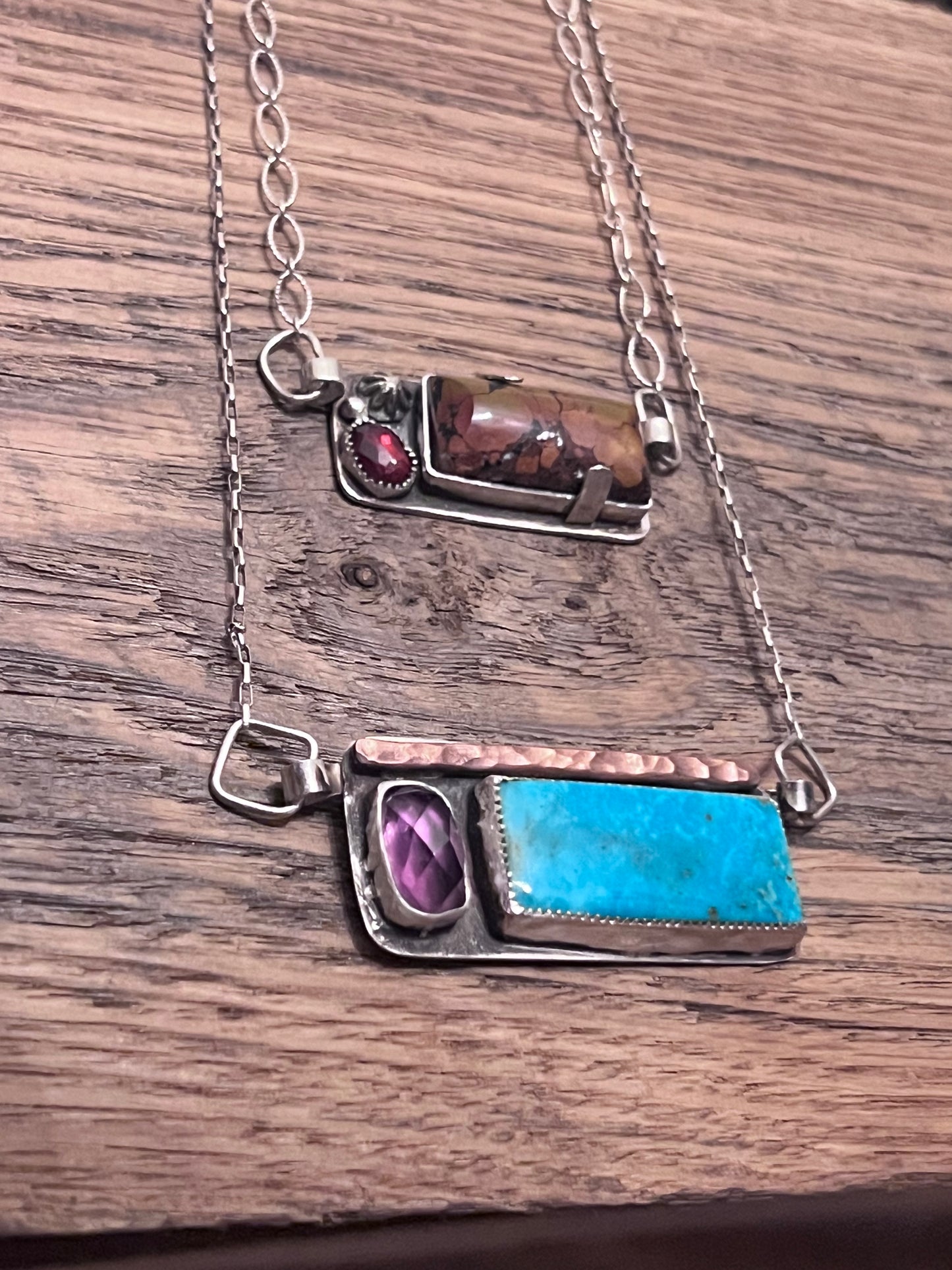 Turquoise and Gemstone Bar Necklaces