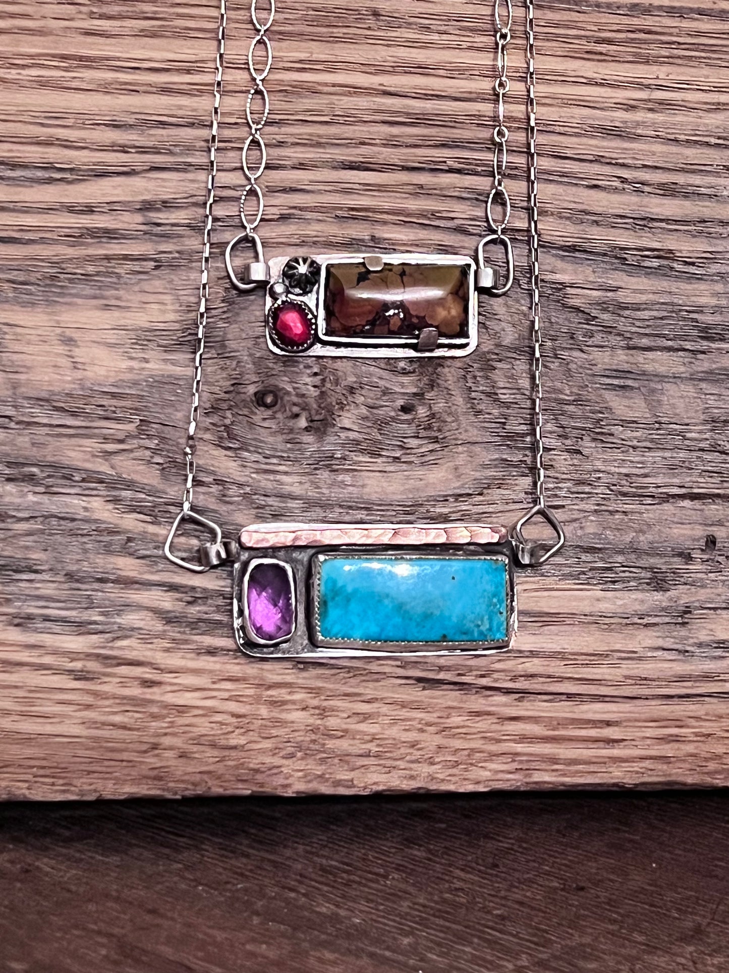 Turquoise and Gemstone Bar Necklaces