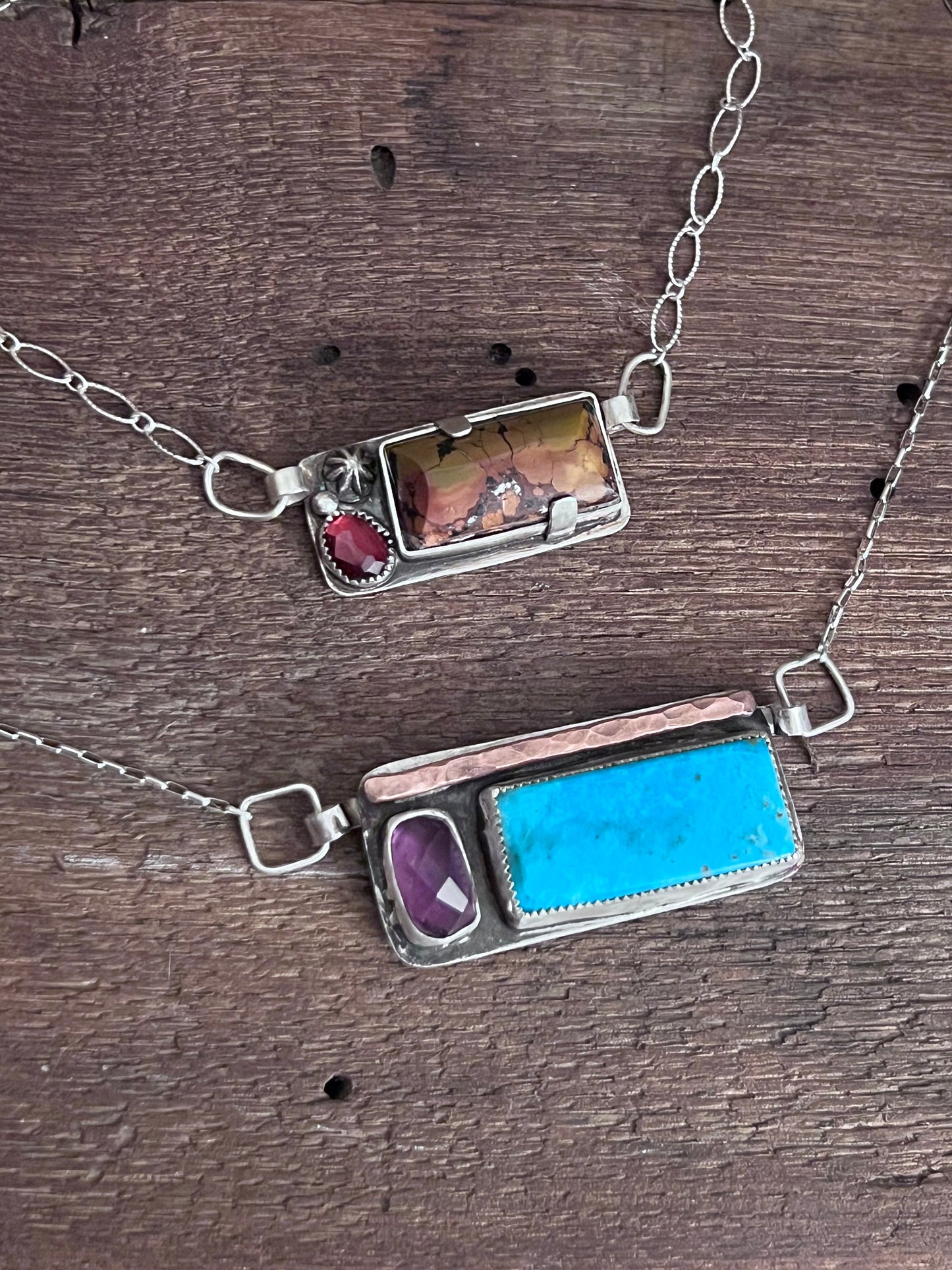 Turquoise and Gemstone Bar Necklaces