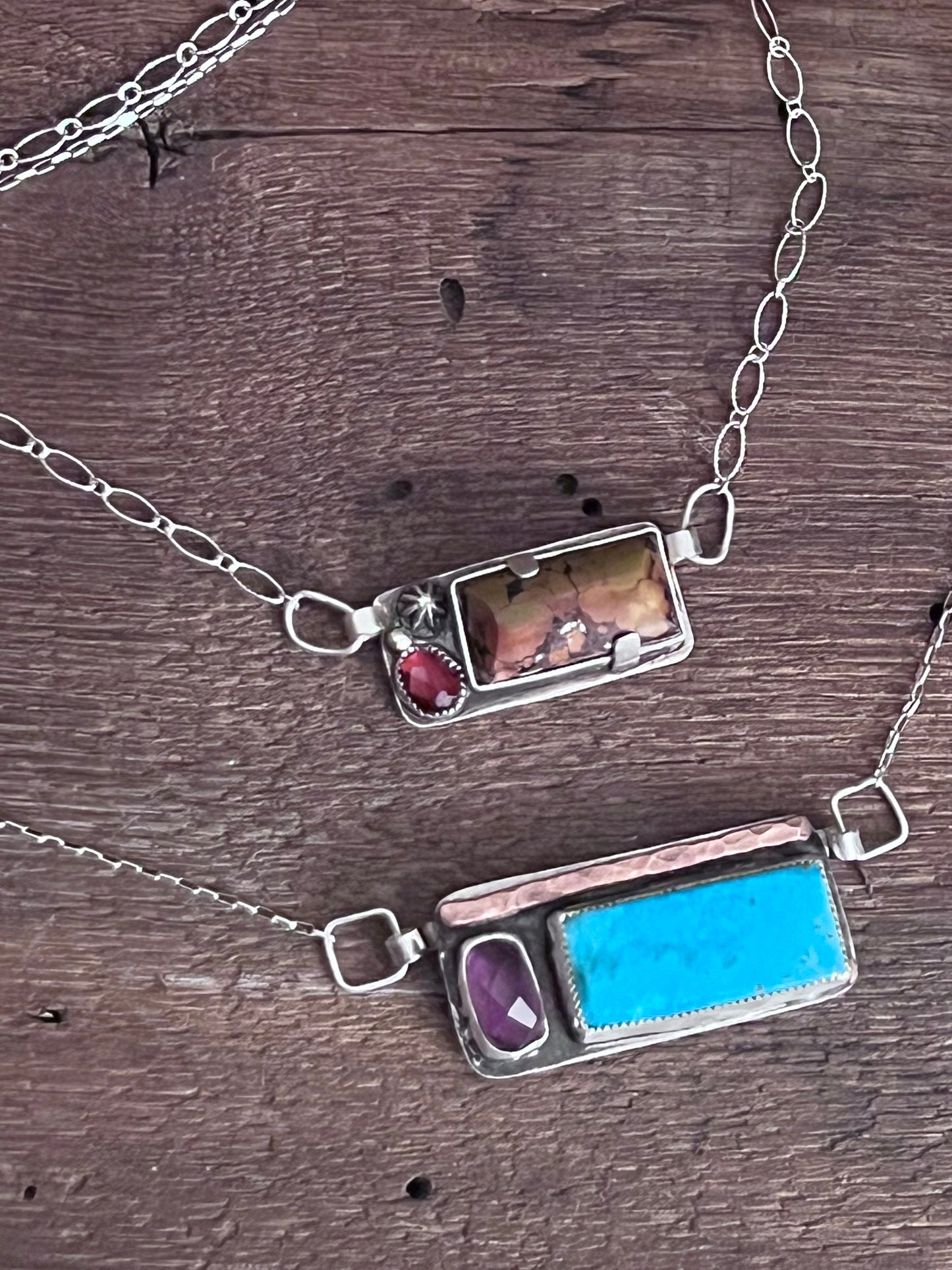 Turquoise and Gemstone Bar Necklaces