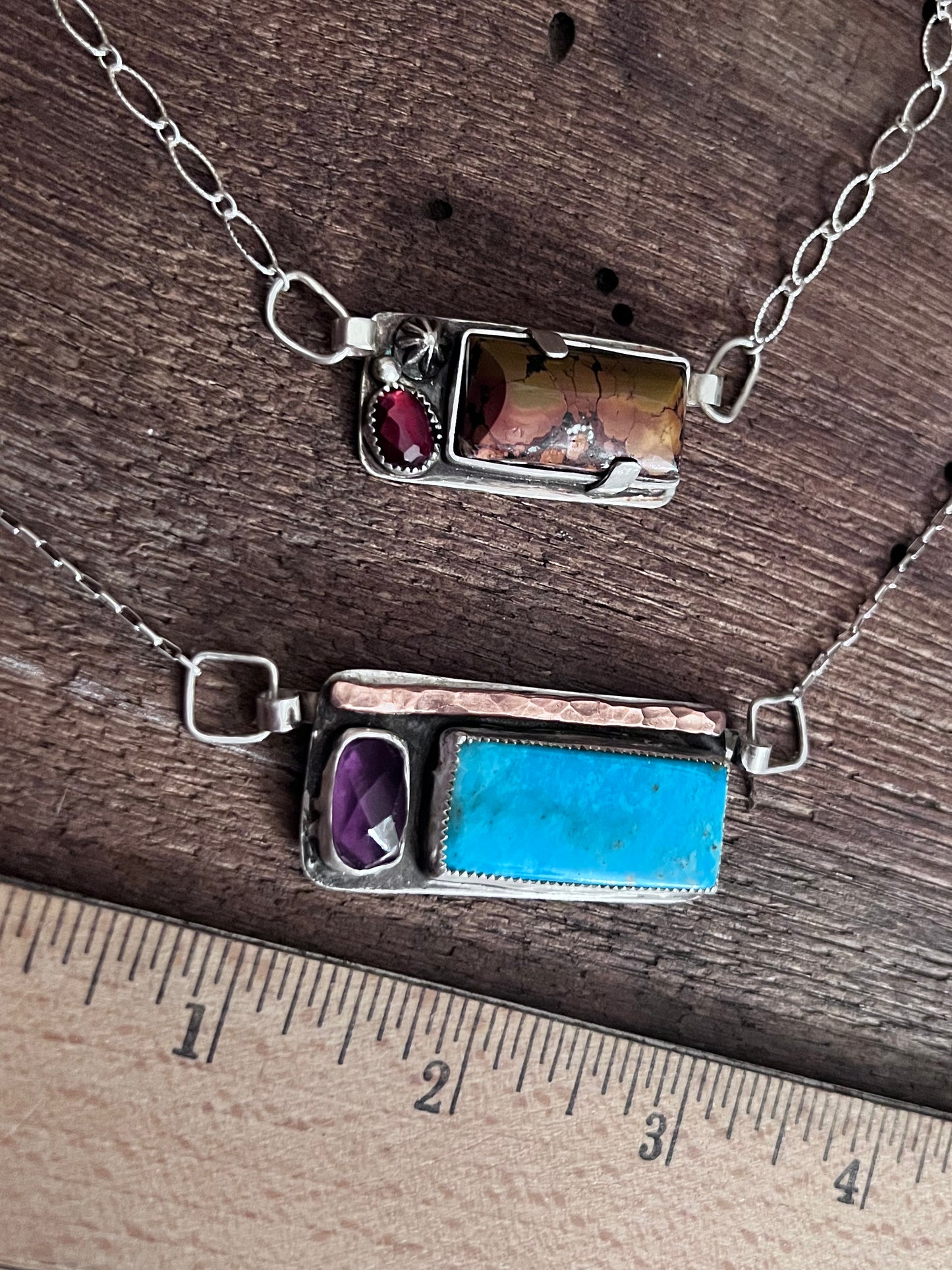 Turquoise and Gemstone Bar Necklaces