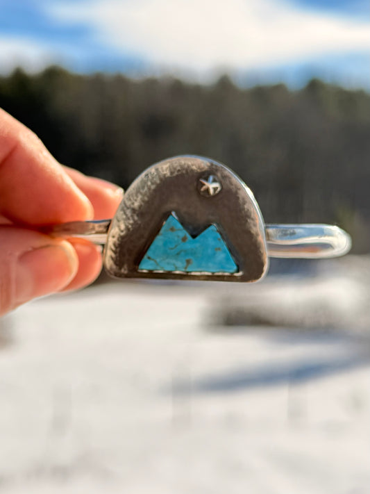 The Mountains are Calling Kingman Turquoise Cuff