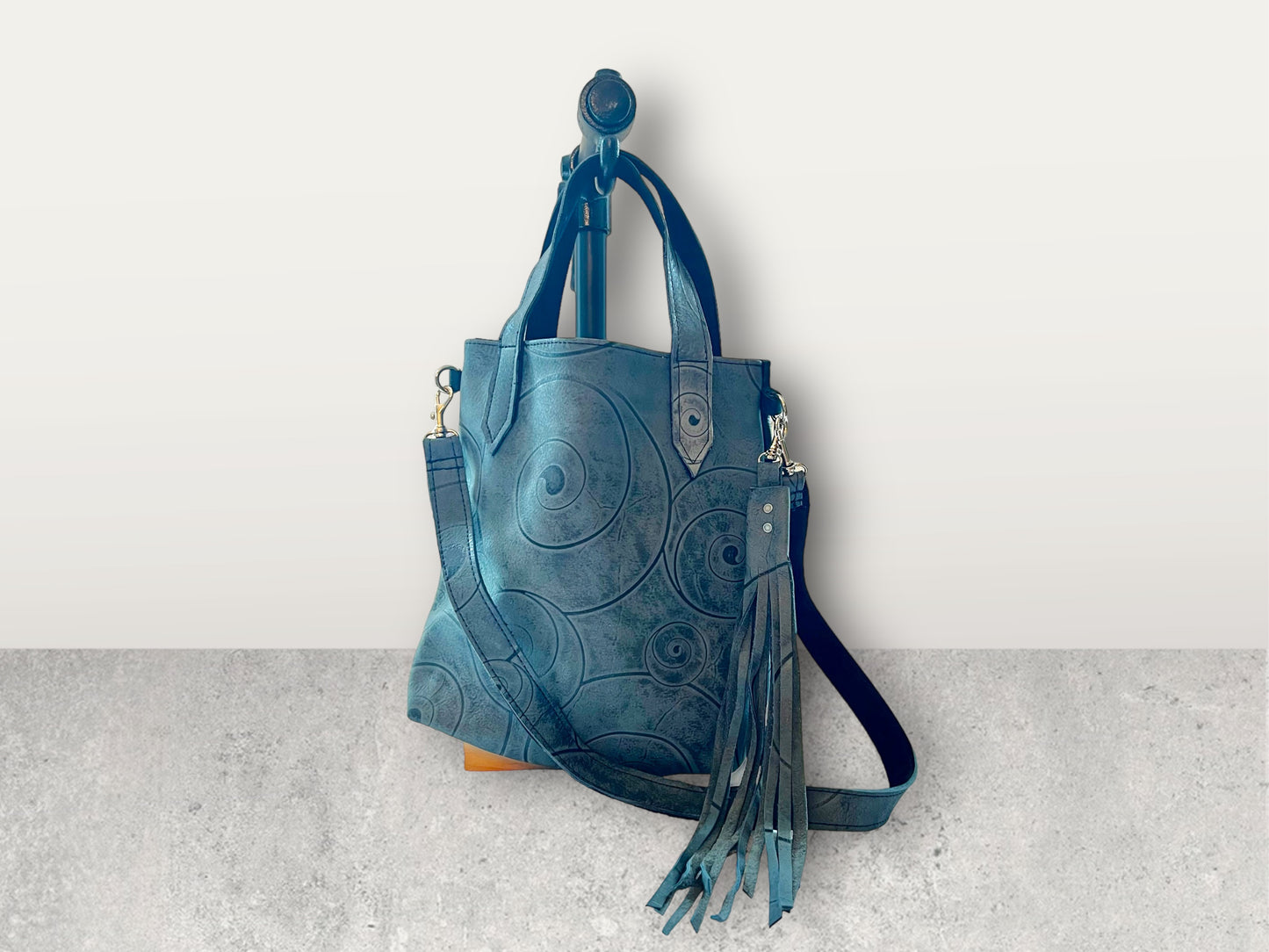 Grey Swirl Leather Medium Tote