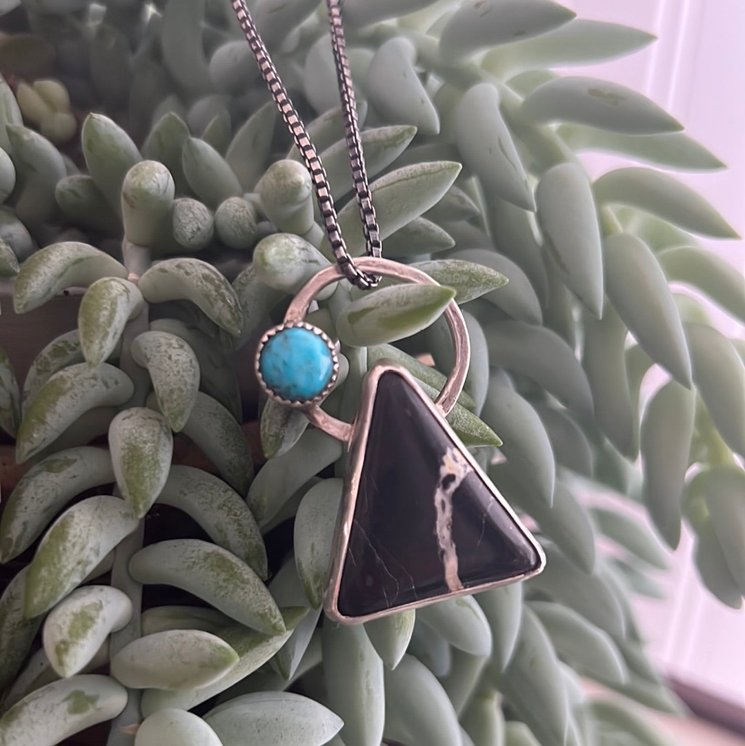 “Sun rising over the peak” - White Buffalo and Kingman Turquoise Necklace