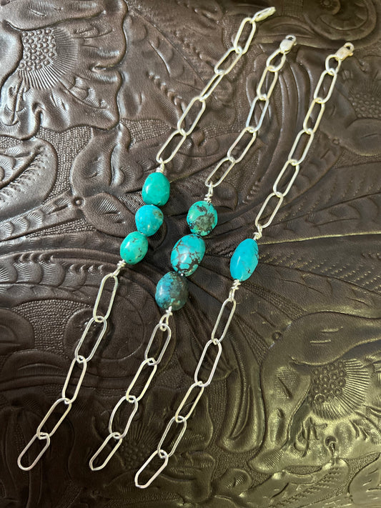 Hubei Turquoise Paperclip Chain Bracelet