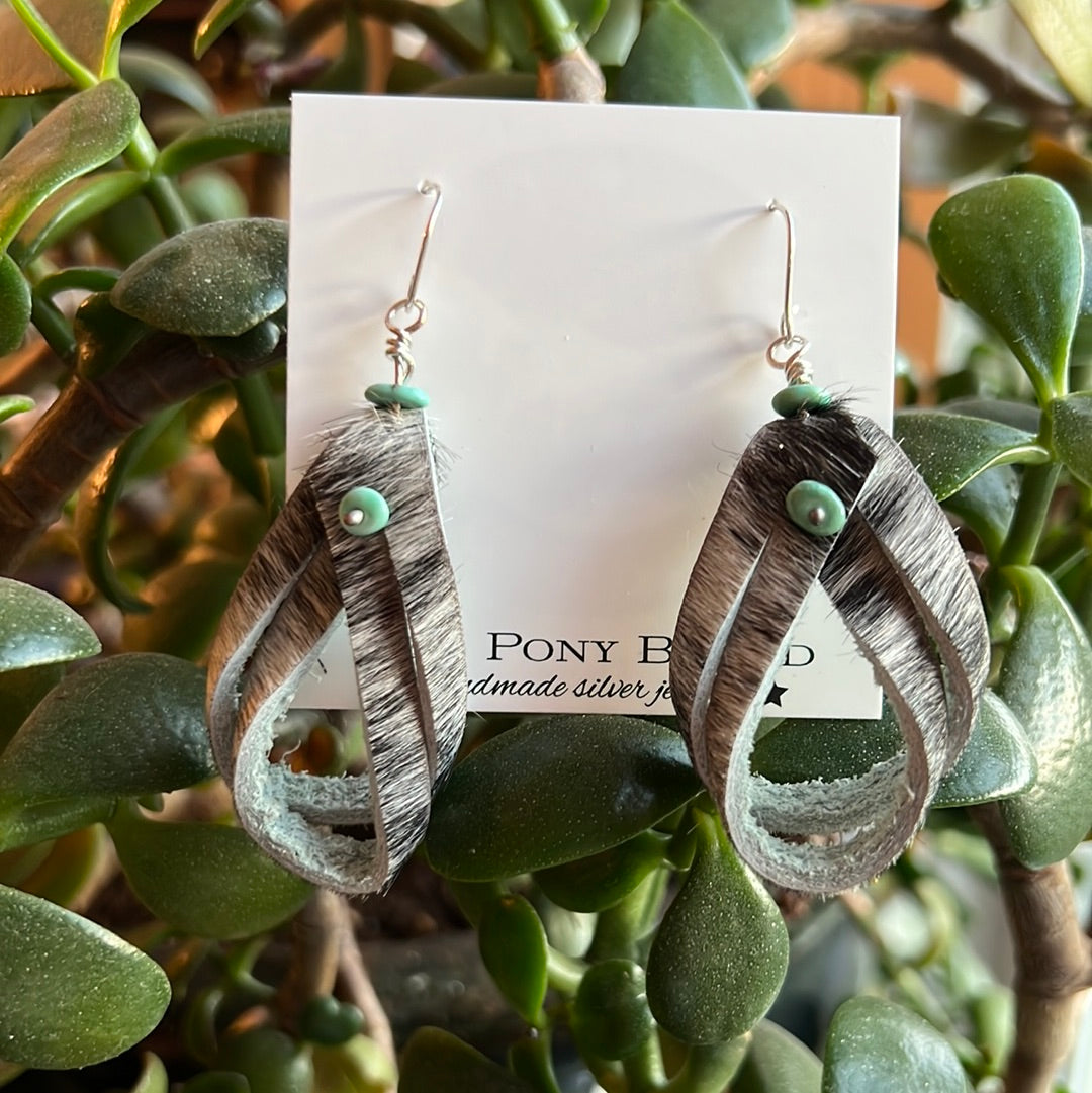 Leather, Sterling & Turquoise Earrings