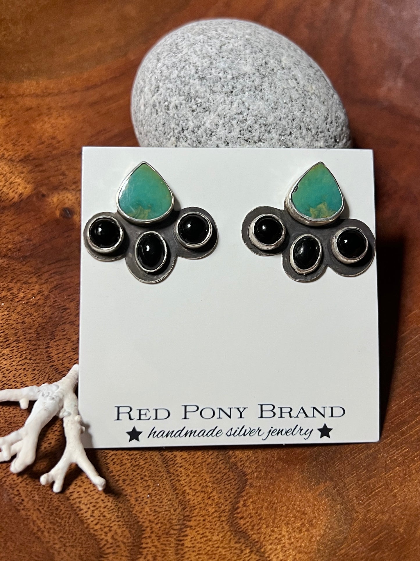 Triple Onyx & Turquoise earrings