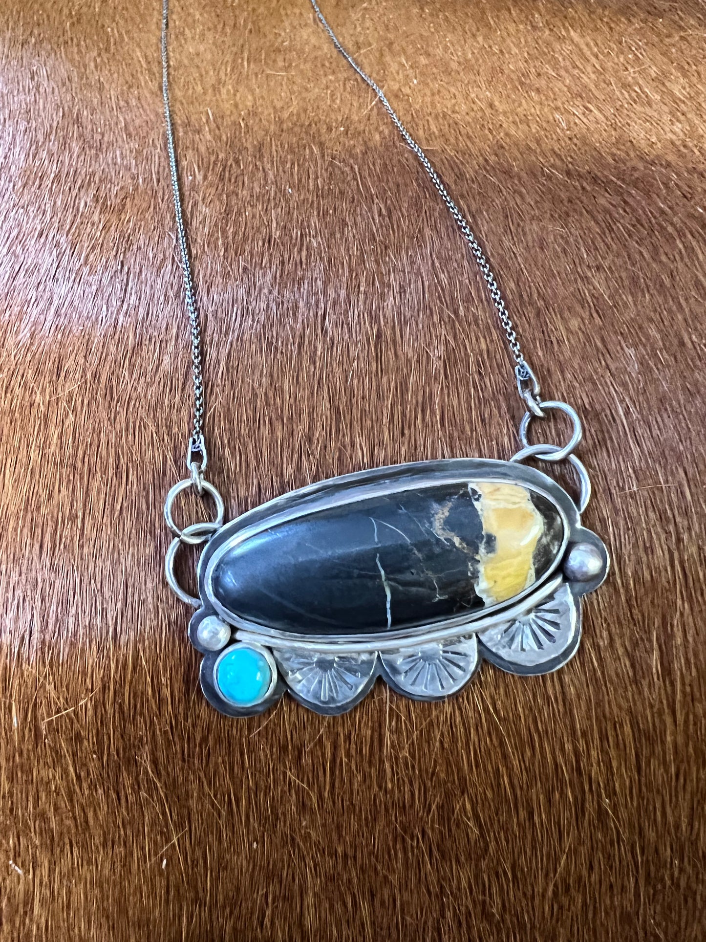 White Buffalo and Kingman Turquoise Necklace