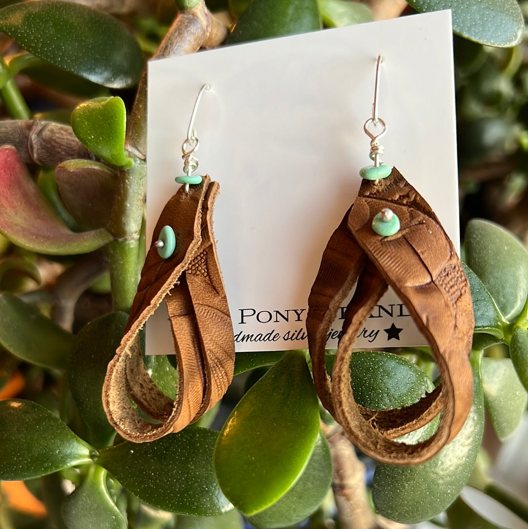 Leather, Sterling & Turquoise Earrings