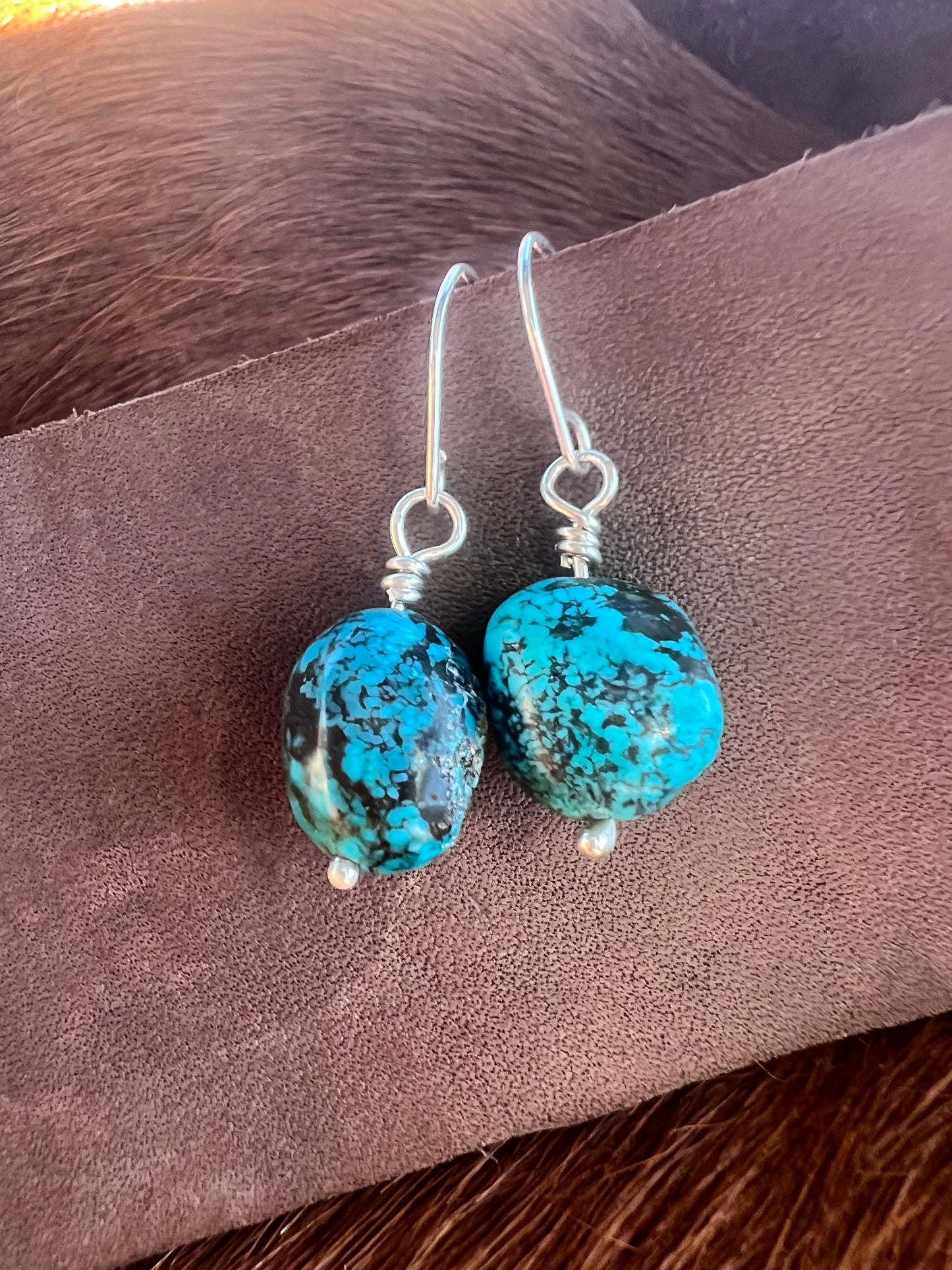 Sterling and turquoise bead earrings
