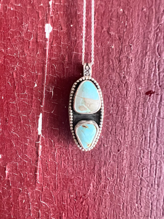 Golden hills double turquoise pendant