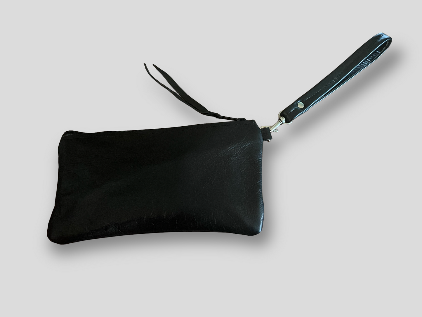 Black soft leather clutch