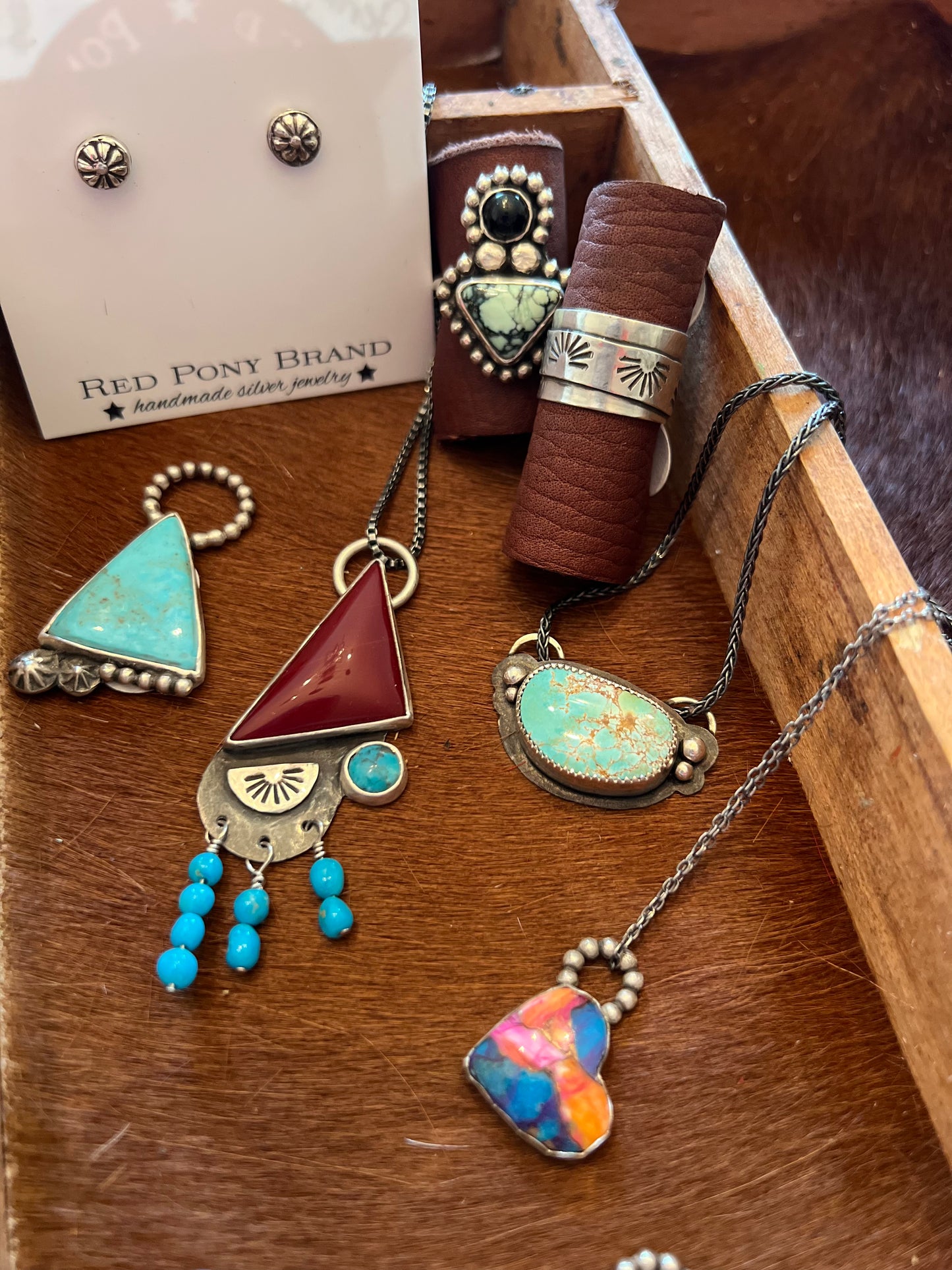 Angel Wing Variscite and Onyx Statement Ring