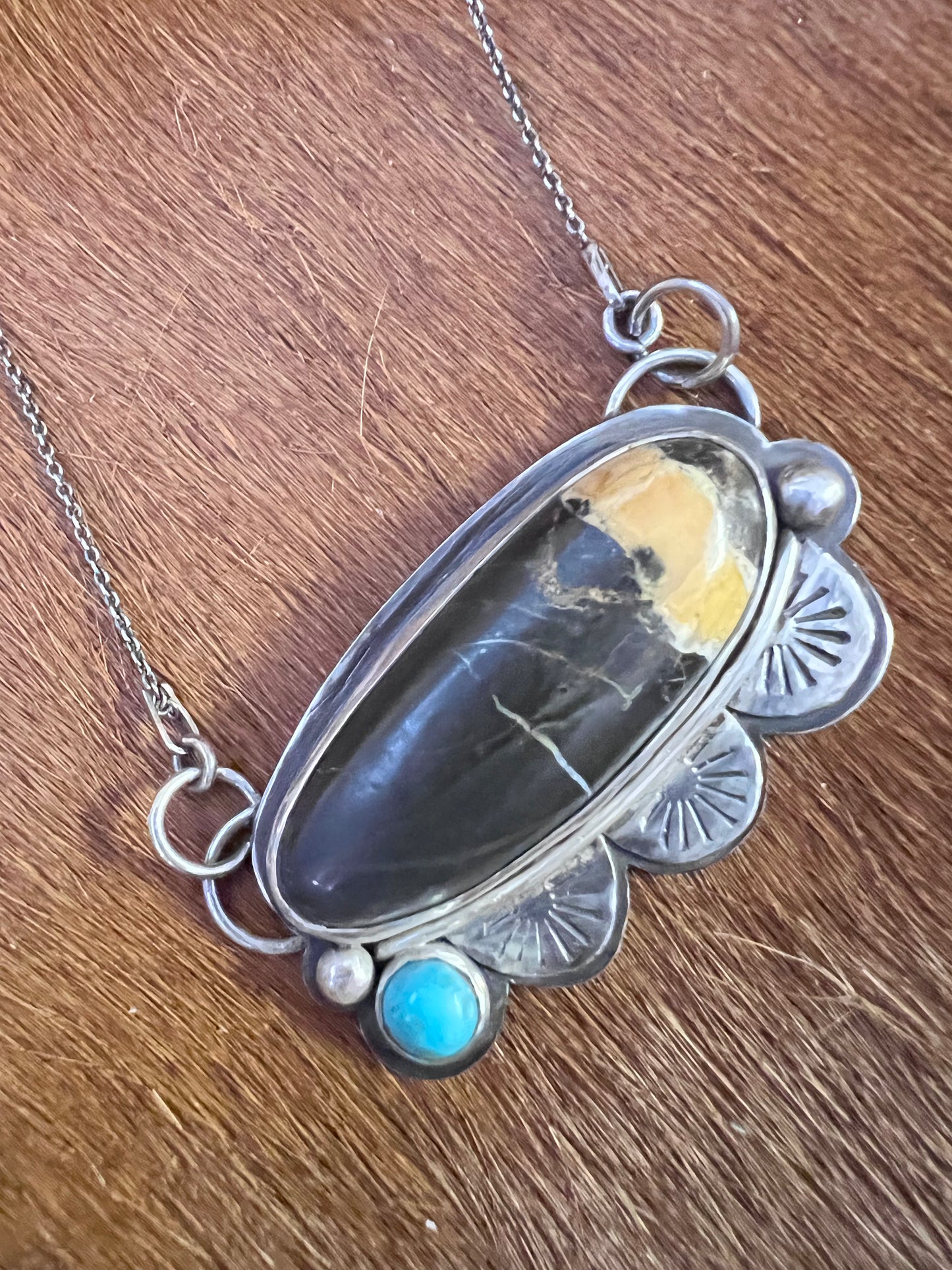 White Buffalo and Kingman Turquoise Necklace