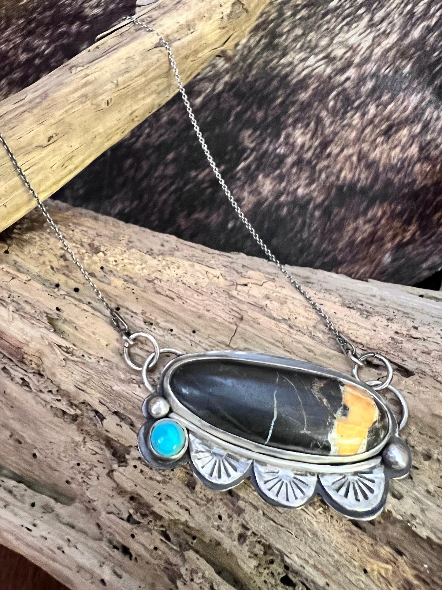 White Buffalo and Kingman Turquoise Necklace