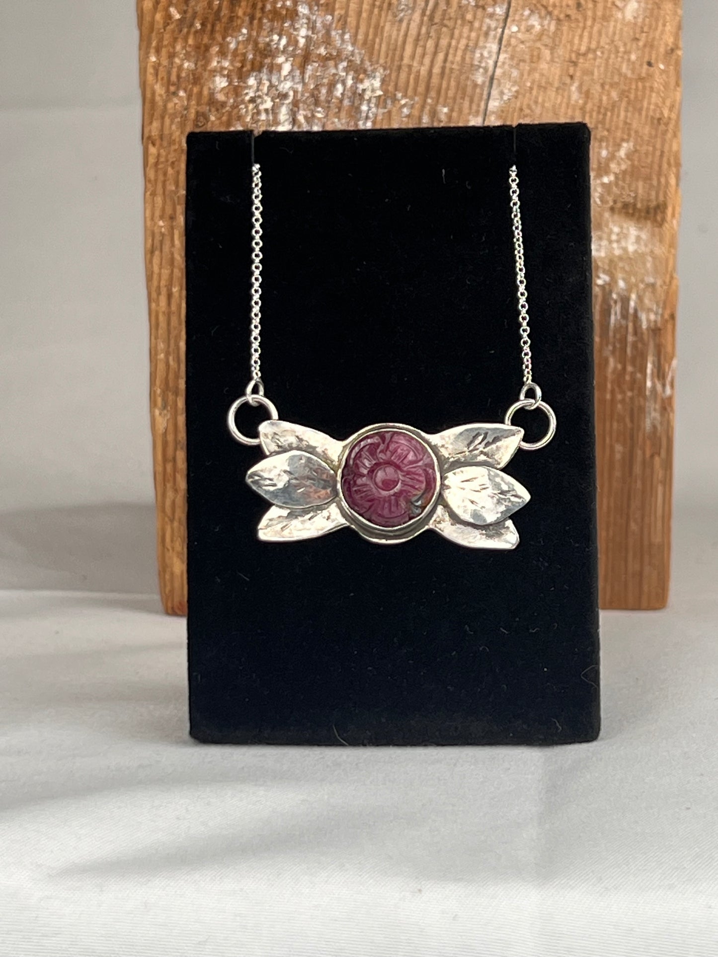 Handcarved Natural Ruby Flower Pendant