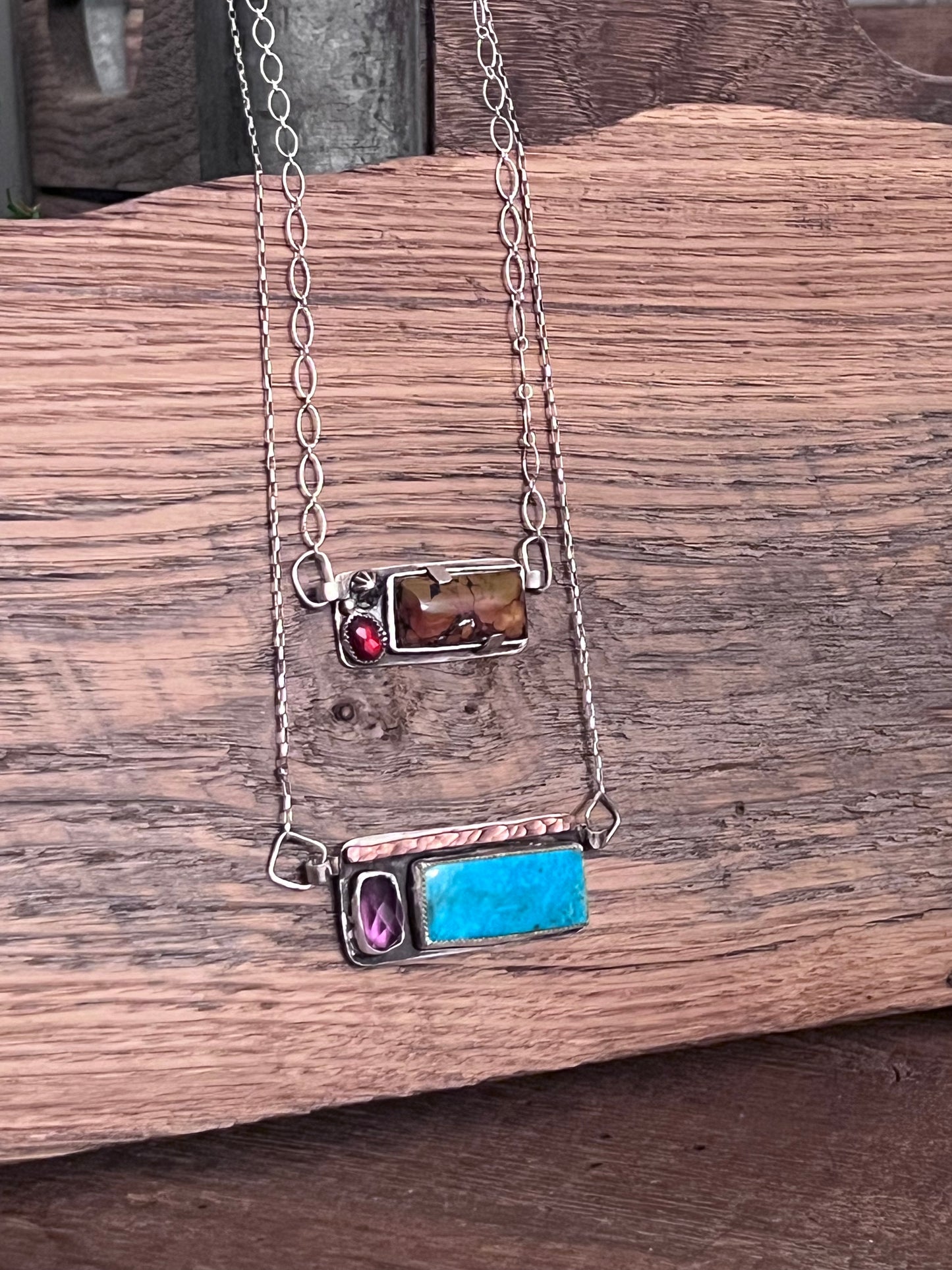 Turquoise and Gemstone Bar Necklaces