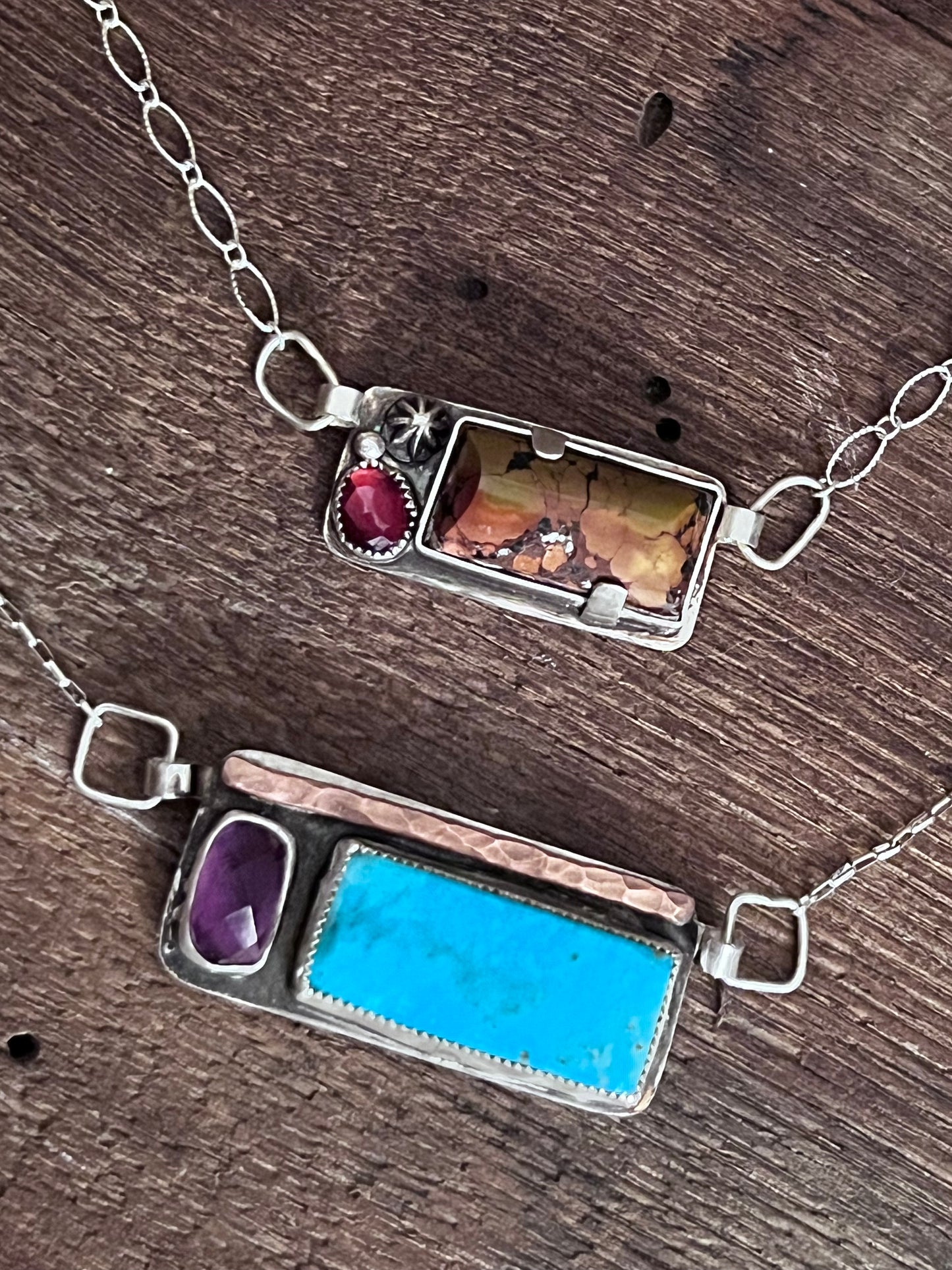 Turquoise and Gemstone Bar Necklaces