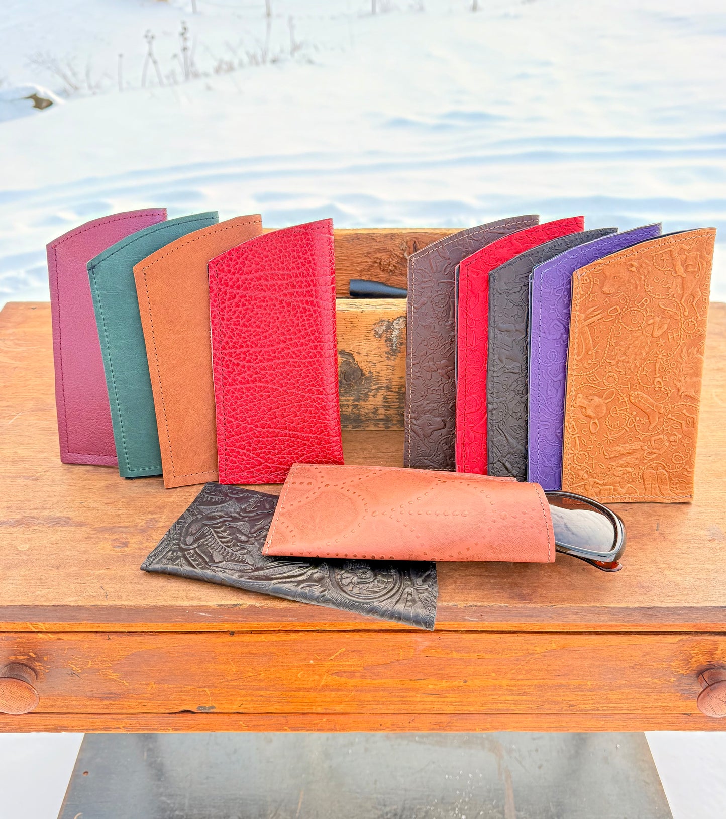 Eyeglass Cases - Embossed, Smooth or Pebbled Leather