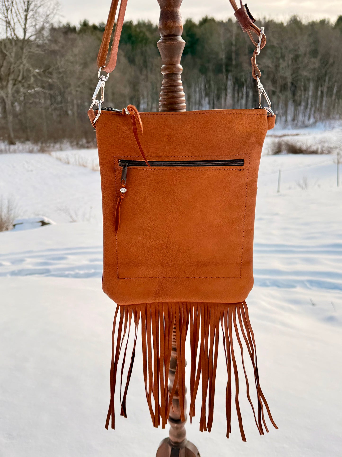 “Tammy” Buckaroo Embossed Fringe Crossbody