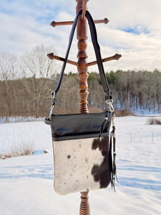 “Tammy” Black and White Cowhide Crossbody