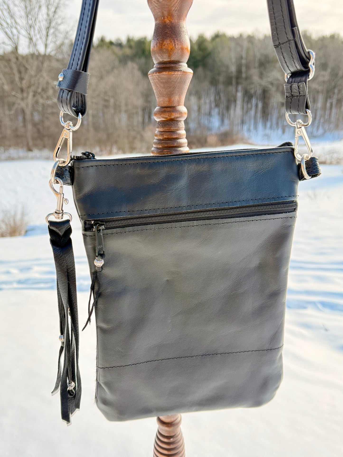 “Tammy” Black and White Cowhide Crossbody