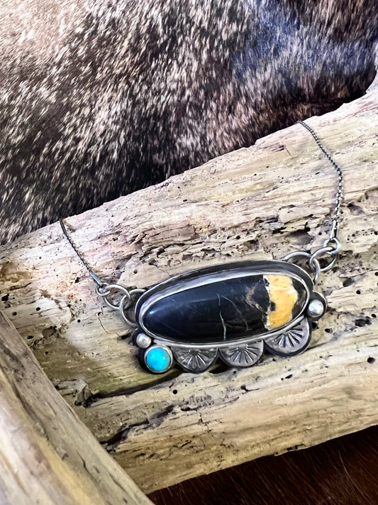 White Buffalo and Kingman Turquoise Necklace