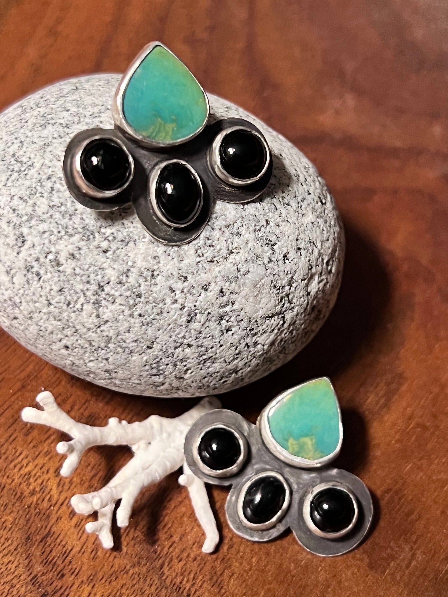 Triple Onyx & Turquoise earrings