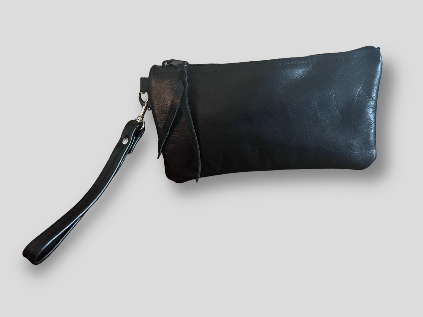 Black soft leather clutch