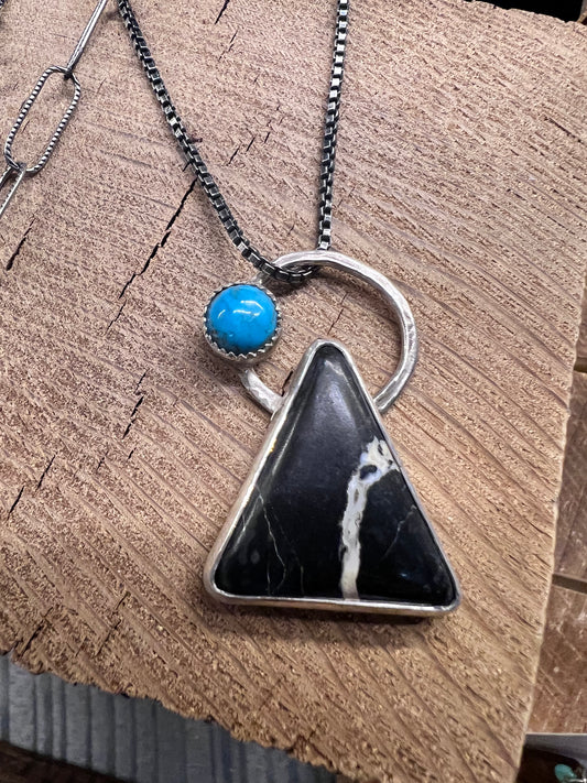 “Sun rising over the peak” - White Buffalo and Kingman Turquoise Necklace